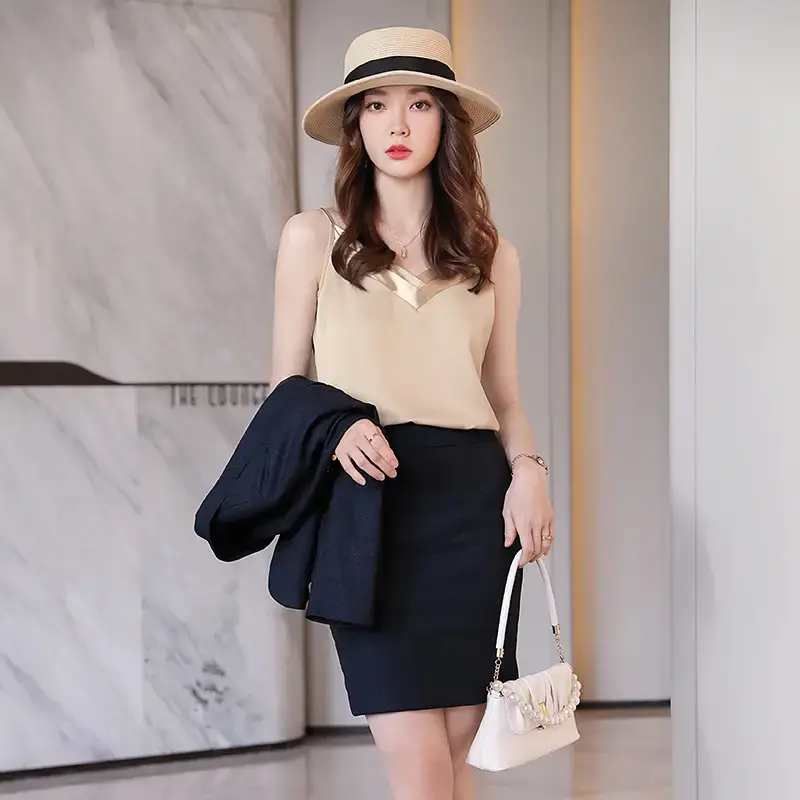 Women Black Halter Top Vest Suit 2025 Spring Summer - Image 4