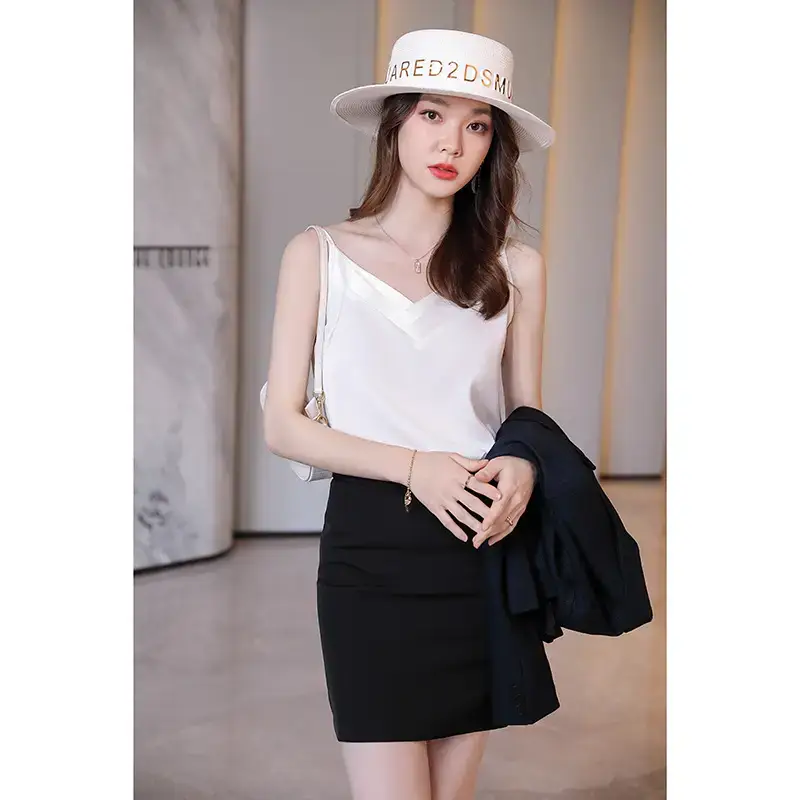 Women Black Halter Top Vest Suit 2025 Spring Summer - Image 5