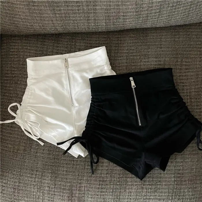 Summer Slimming Drawstring Shorts Women Black White - Image 8
