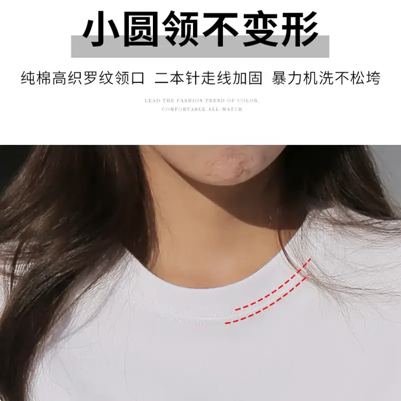 Women Navy Cotton T-Shirt Short Sleeve Loose Fit