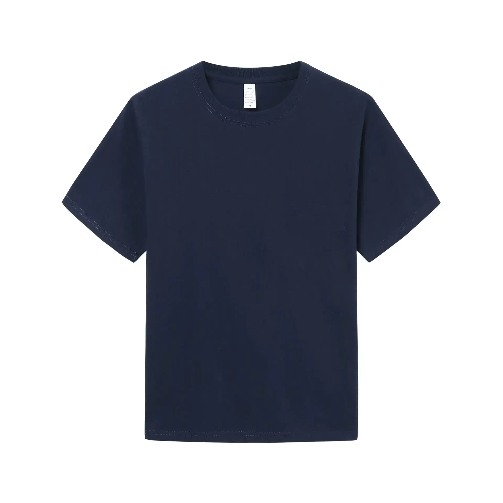Women Navy Cotton T-Shirt Short Sleeve Loose Fit