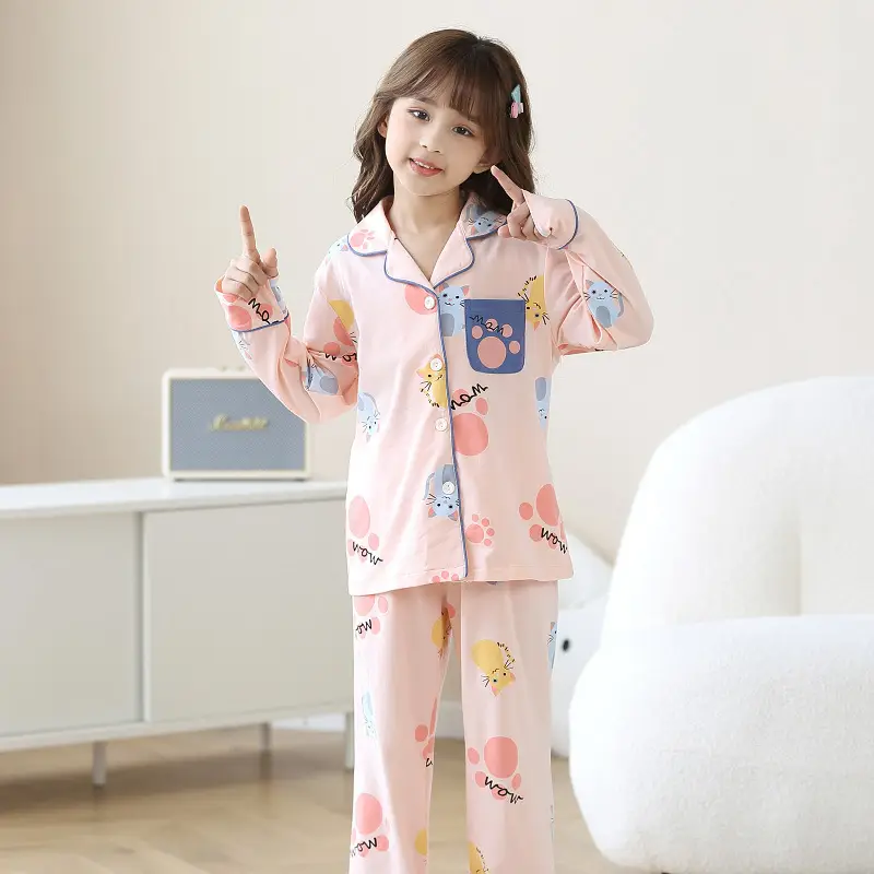 Lulu Niu 2022 Cotton Princess Pajamas Girls Pink - Image 3