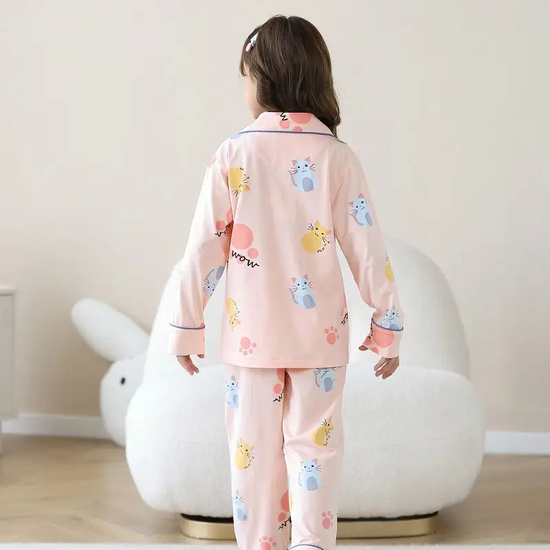 Lulu Niu 2022 Cotton Princess Pajamas Girls Pink - Image 4