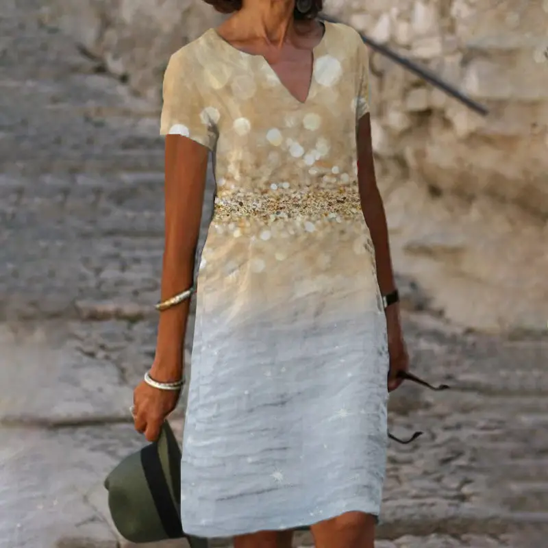 Printed V-Neck Floral Dress for Women