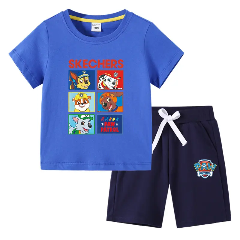 Skechers Cotton 2-Piece Boys Summer Suit Blue Black - Image 3
