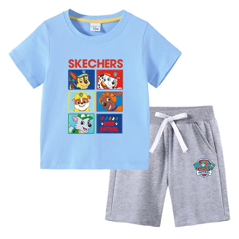 Skechers Cotton 2-Piece Boys Summer Suit Blue Black - Image 6