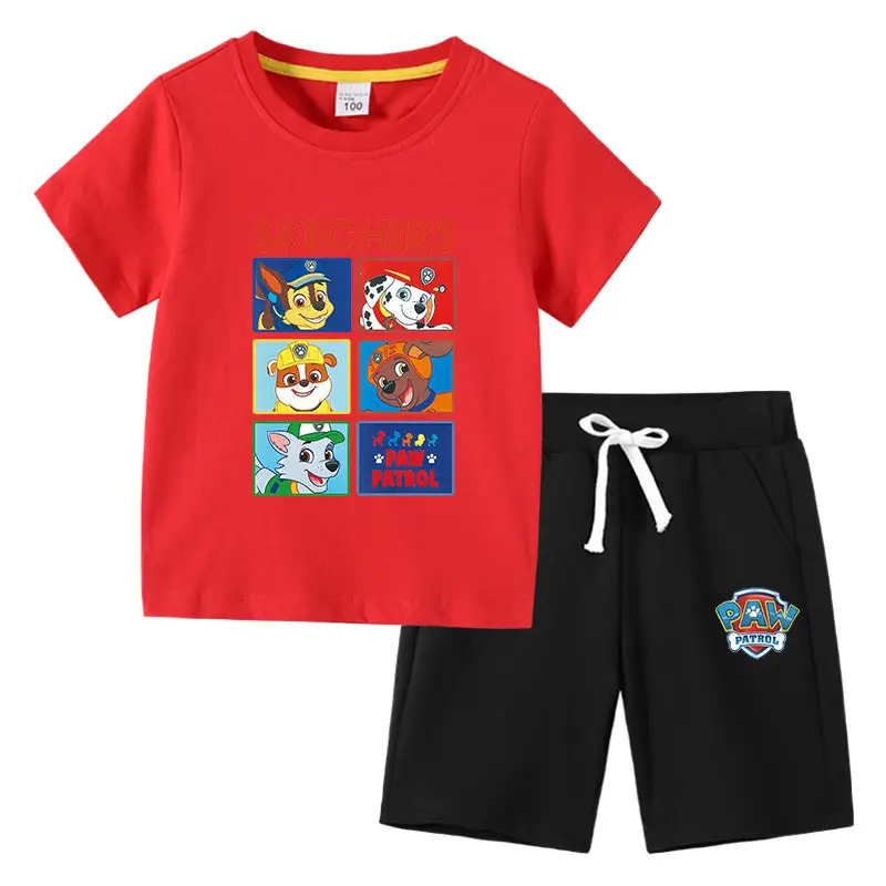 Skechers Cotton 2-Piece Boys Summer Suit Blue Black - Image 4