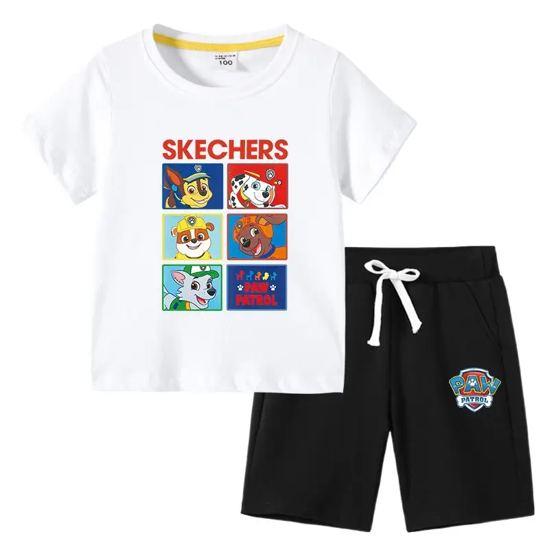 Skechers Cotton 2-Piece Boys Summer Suit Blue Black