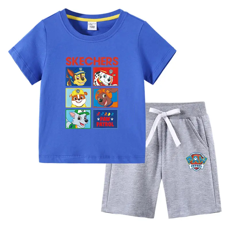 Skechers Cotton 2-Piece Boys Summer Suit Blue Black - Image 2