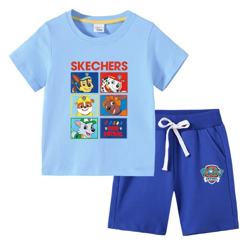 Skechers Cotton 2-Piece Boys Summer Suit Blue Black - Image 7