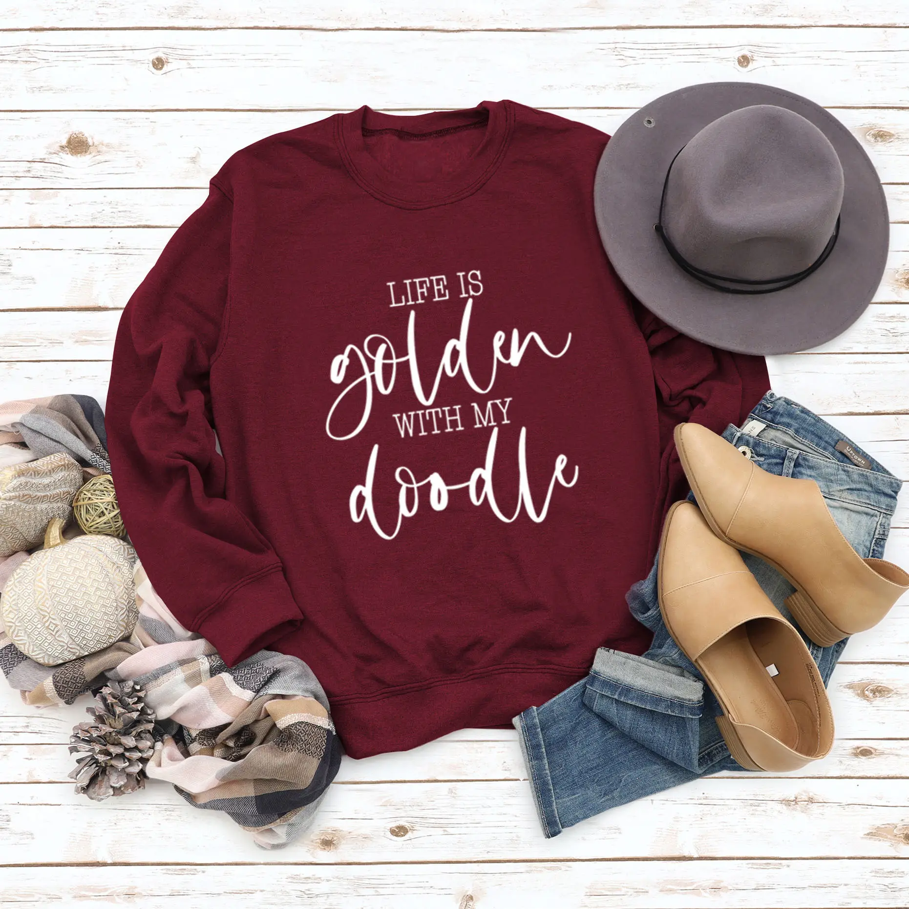 Golden Letter Printed Long Sleeve Sweatshirt Plus Size - Image 6