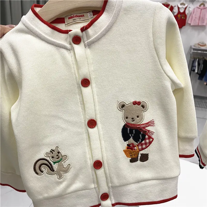 Knitted Cartoon Bear Cardigan for Boys Girls Autumn Spring