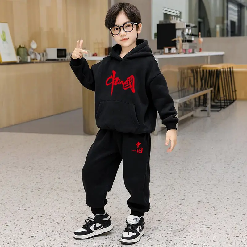 Boys Red Hoodie Sweat Suit Spring 2026 Korean Style - Image 26