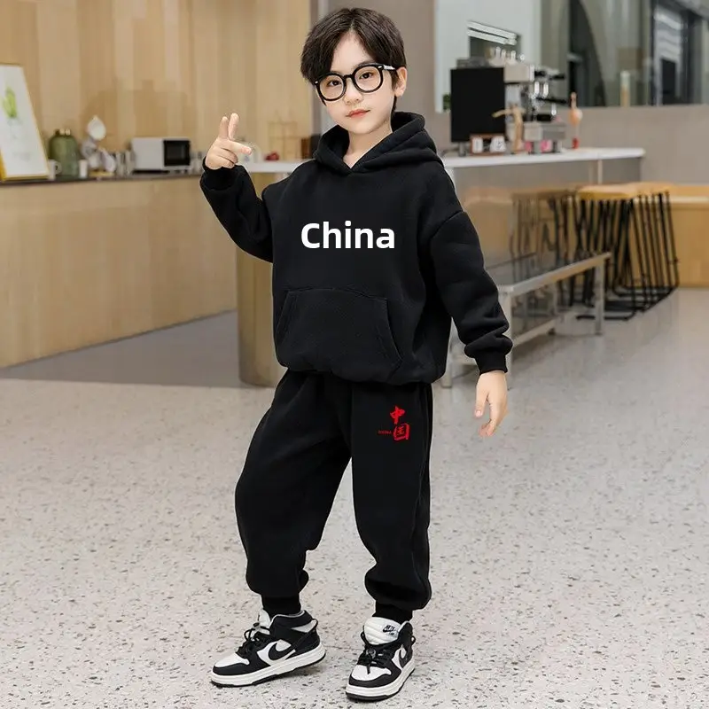 Boys Red Hoodie Sweat Suit Spring 2026 Korean Style - Image 8