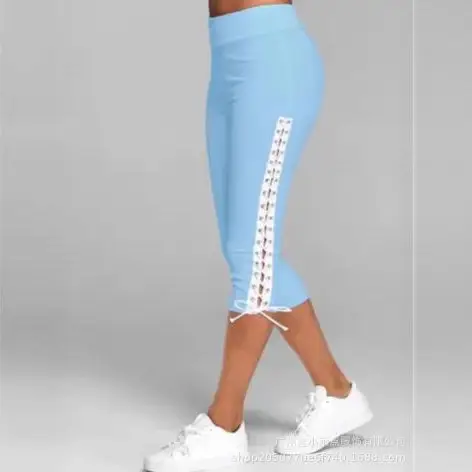 Purple Lace-Up Capri Pants with Zip 2022 - Image 10