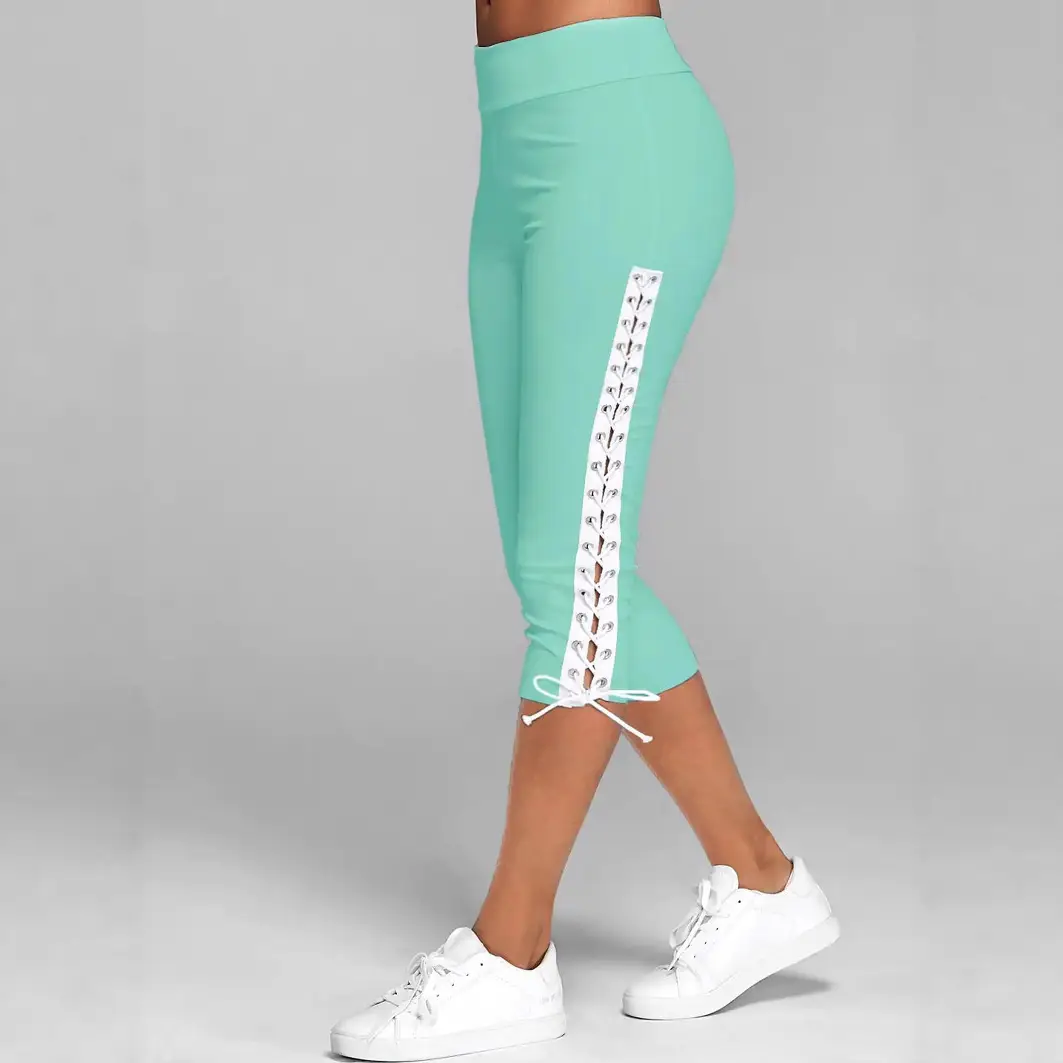 Purple Lace-Up Capri Pants with Zip 2022 - Image 11