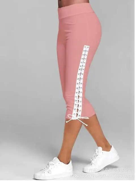 Purple Lace-Up Capri Pants with Zip 2022 - Image 2