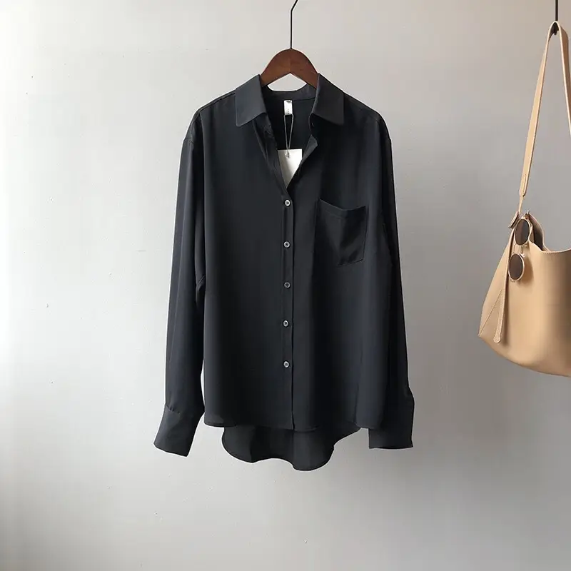 Women Blue Long Sleeve Lapel Shirt South Korea Style — feature 21