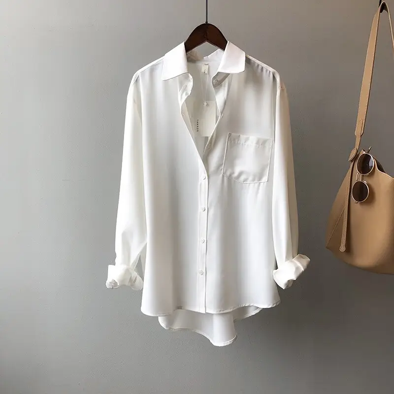 Women Blue Long Sleeve Lapel Shirt South Korea Style — feature 27