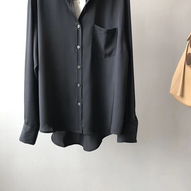 Women Blue Long Sleeve Lapel Shirt South Korea Style — feature 28