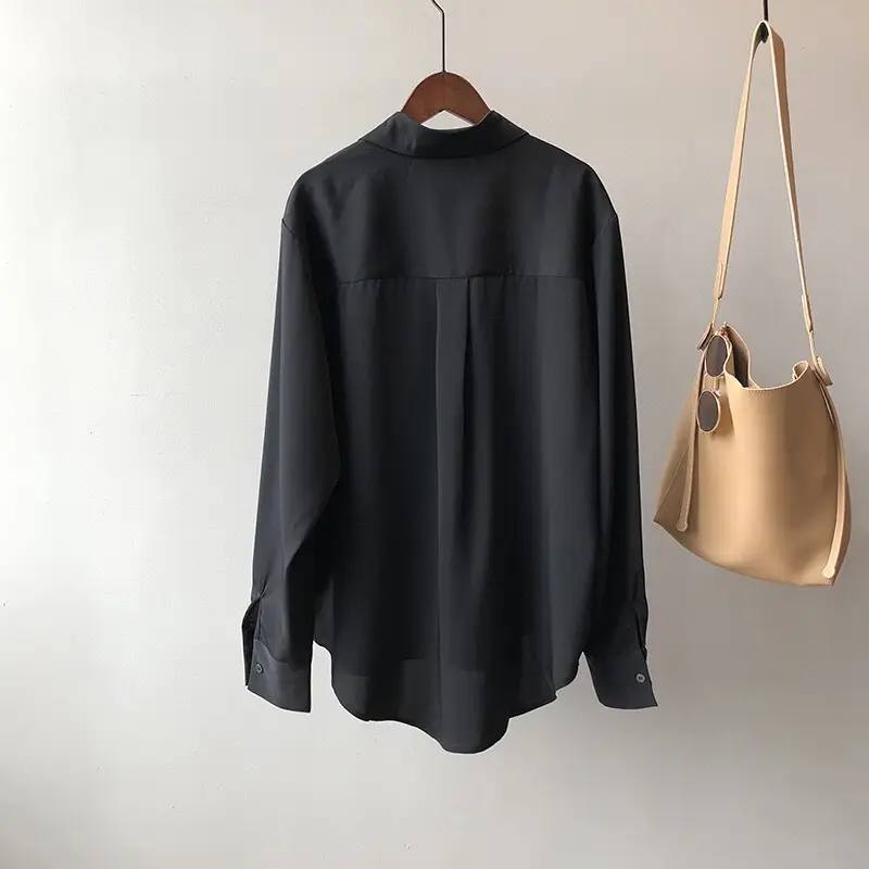 Women Blue Long Sleeve Lapel Shirt South Korea Style — feature 30