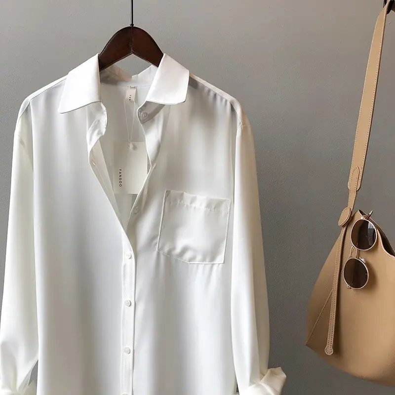 Women Blue Long Sleeve Lapel Shirt South Korea Style — feature 34