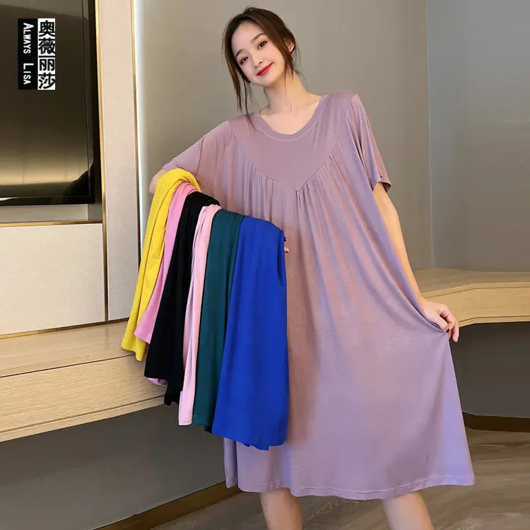 Women's Black Modal Nightdress Loose Plus Size - Image 10