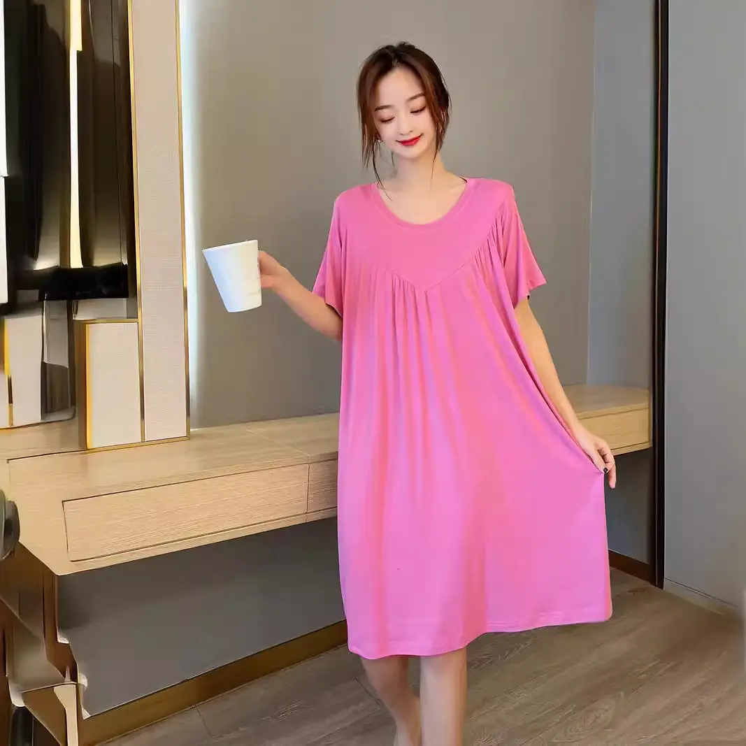Women's Black Modal Nightdress Loose Plus Size - Image 12