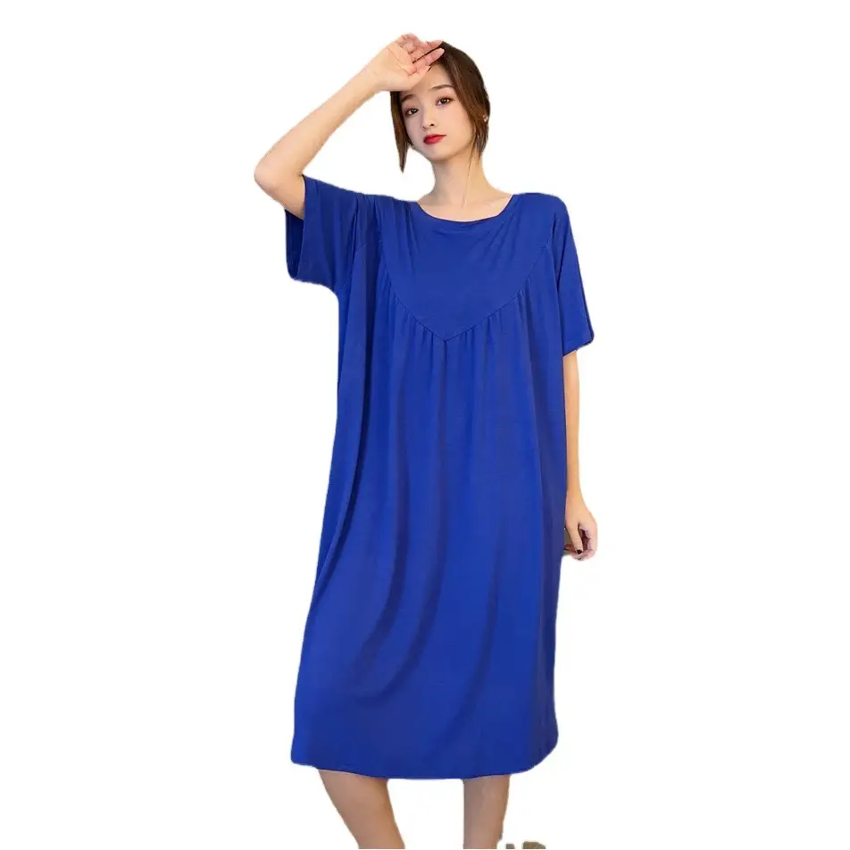 Women's Black Modal Nightdress Loose Plus Size