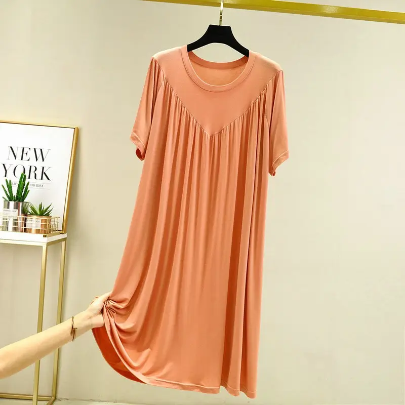 Women's Black Modal Nightdress Loose Plus Size - Image 9