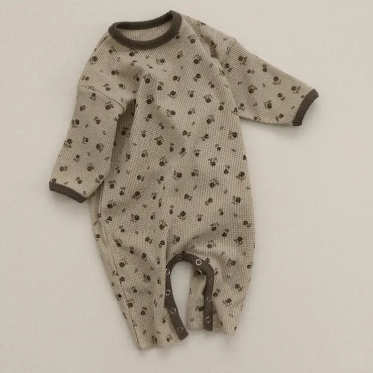 Baby Waffle Base Pajamas Small Floral Spring Set - Image 4