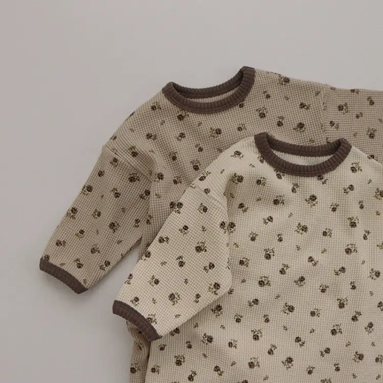 Baby Waffle Base Pajamas Small Floral Spring Set - Image 5
