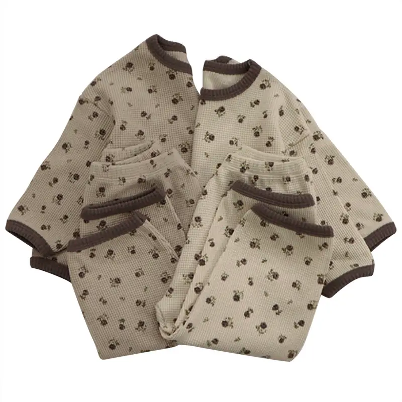 Baby Waffle Base Pajamas Small Floral Spring Set - Image 6
