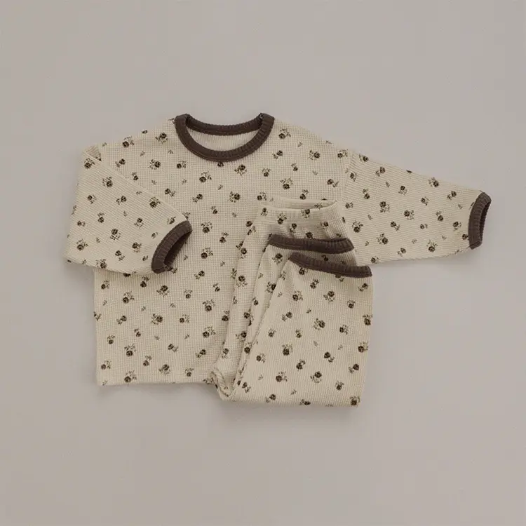 Baby Waffle Base Pajamas Small Floral Spring Set — feature 10