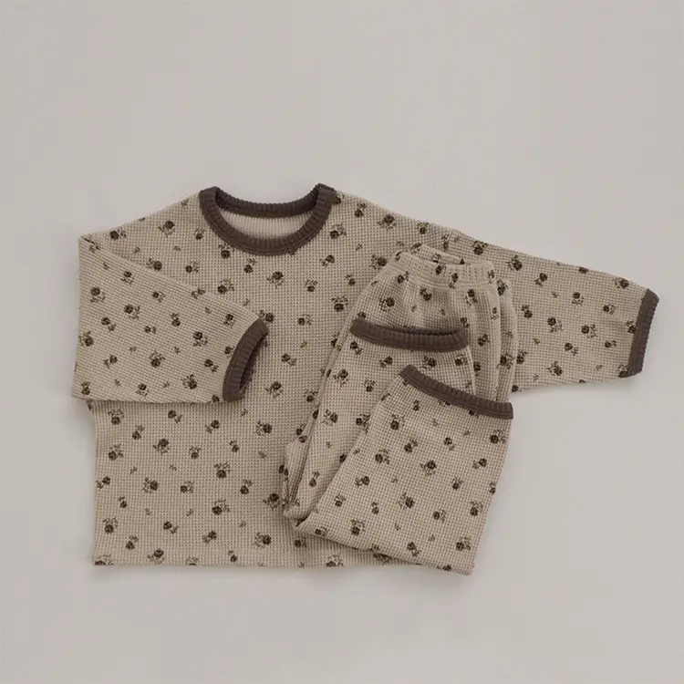 Baby Waffle Base Pajamas Small Floral Spring Set — feature 11