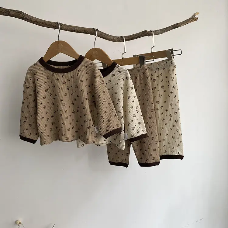 Baby Waffle Base Pajamas Small Floral Spring Set — feature 15