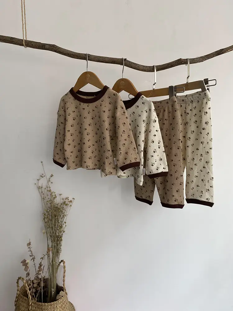 Baby Waffle Base Pajamas Small Floral Spring Set — feature 16
