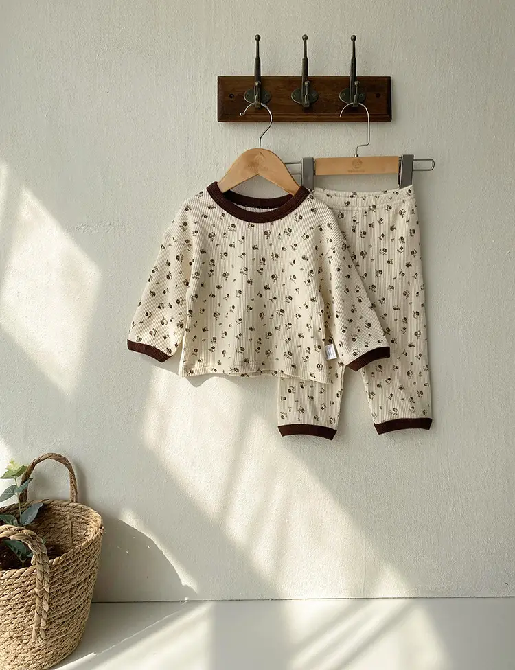 Baby Waffle Base Pajamas Small Floral Spring Set — feature 17