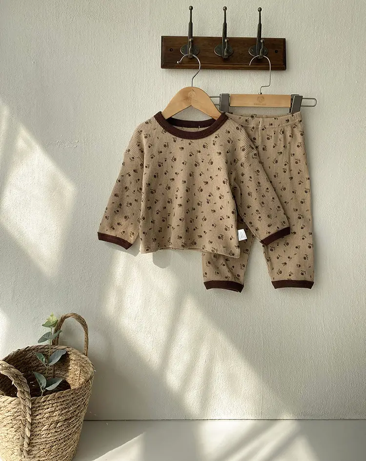 Baby Waffle Base Pajamas Small Floral Spring Set — feature 19