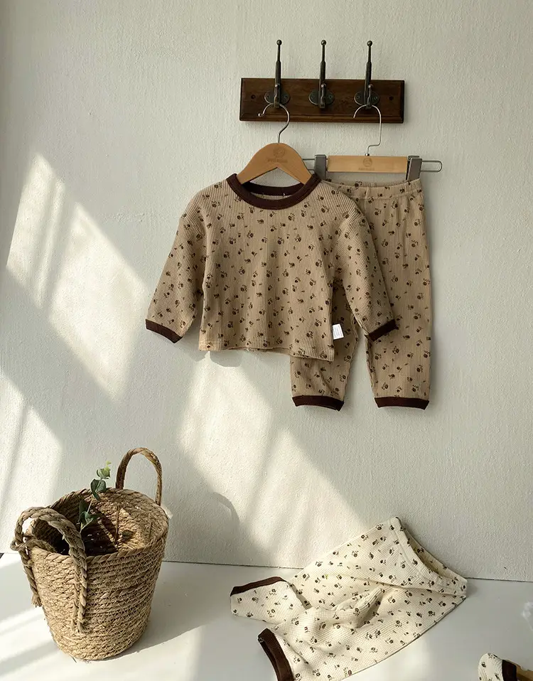 Baby Waffle Base Pajamas Small Floral Spring Set — feature 20