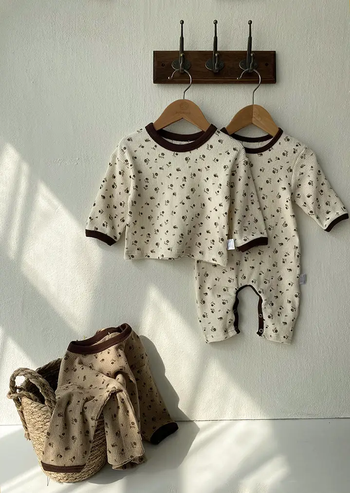 Baby Waffle Base Pajamas Small Floral Spring Set — feature 22