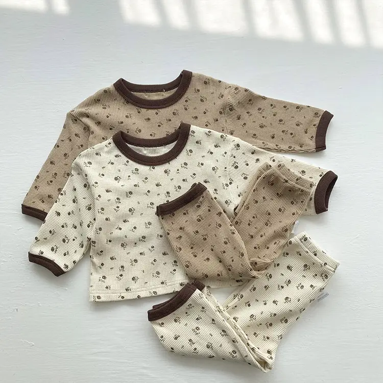 Baby Waffle Base Pajamas Small Floral Spring Set — feature 25
