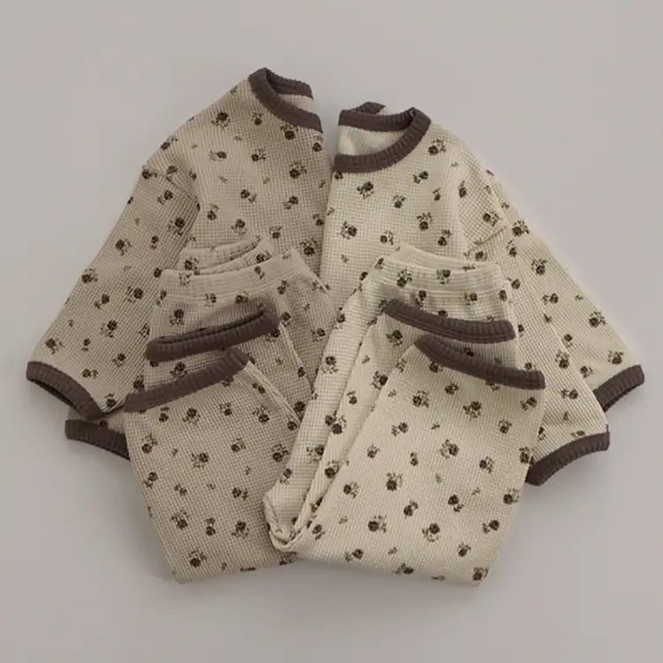 Baby Waffle Base Pajamas Small Floral Spring Set — feature 9