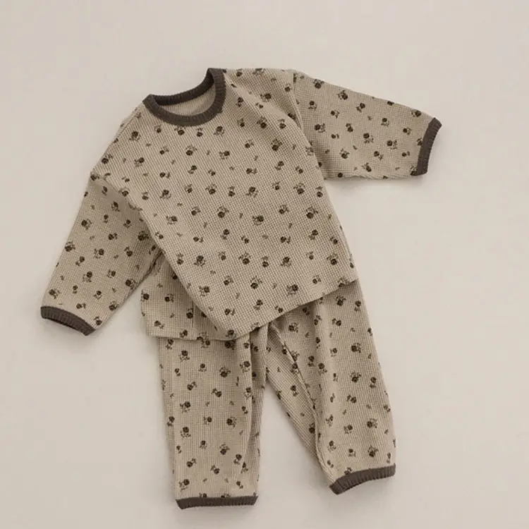 Baby Waffle Base Pajamas Small Floral Spring Set - Image 2