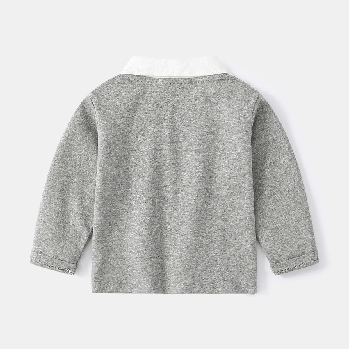 Kids Grey Korean Style Lapel T-Shirt Long Sleeve - Image 3