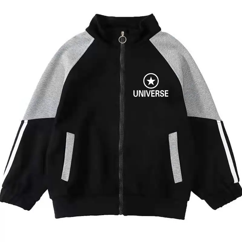 Kids Korean Style Long Sleeve Jacket Black Grey - Image 7