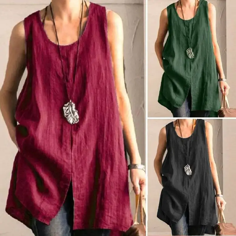 Men Cotton Linen Patchwork Vest Maroon Loose Fit — feature 8