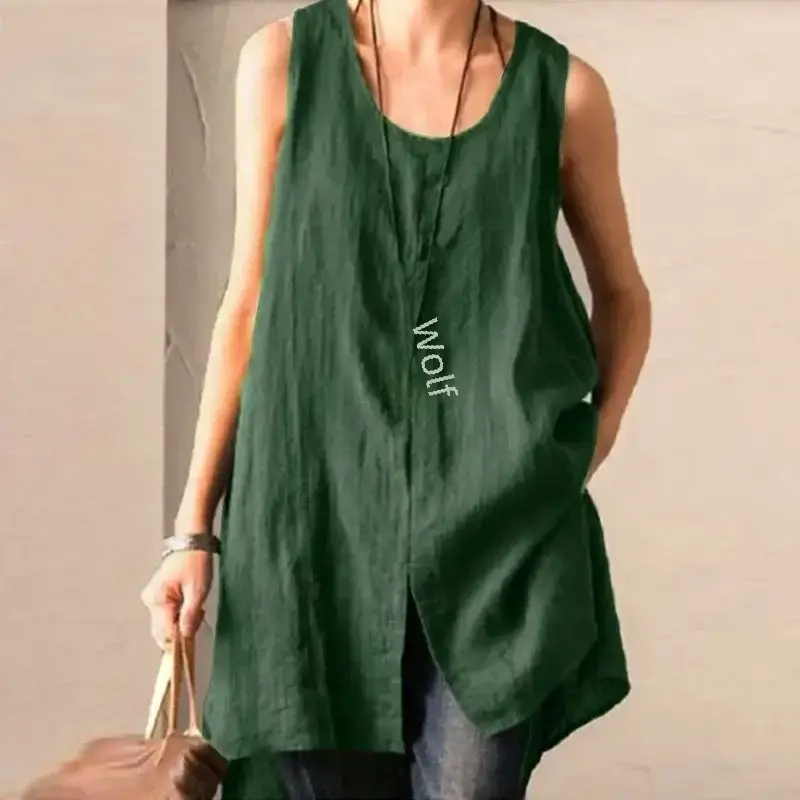Men Cotton Linen Patchwork Vest Maroon Loose Fit - Image 3