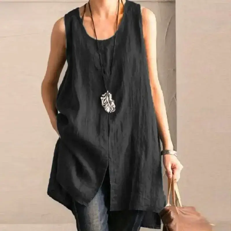 Men Cotton Linen Patchwork Vest Maroon Loose Fit - Image 4