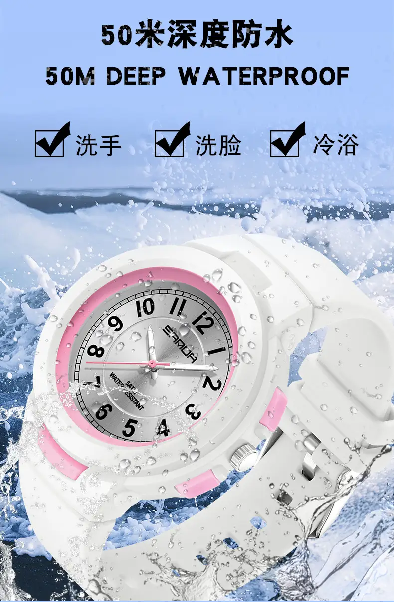 Sanda Quartz Watch for Men Women White Rose Dial — feature 15